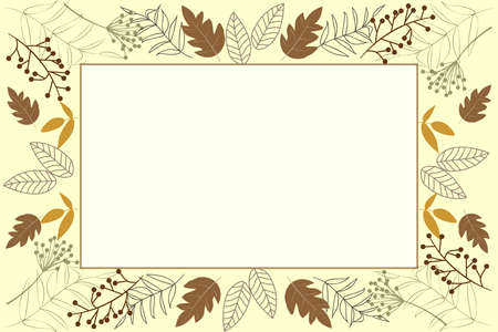 Text Frame Surrounded With Assorted Flowers Hearts And Leaves. Framework For Writing Ringed With Different Daisies, Hearts And Tree Leavesのイラスト素材