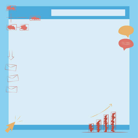 Illustration Of Large Board Receiving New Messages Emails And Searching For Skill Improvements. Screen Drawing Accepting Information Online Correspondence.のイラスト素材