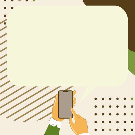 Mobile Drawing Sharing Positive Comments And Good Reactions Through Speech Bubble. Smartphone Drawing Distributing Wonderful Review Over A Balloon Conversation.のイラスト素材