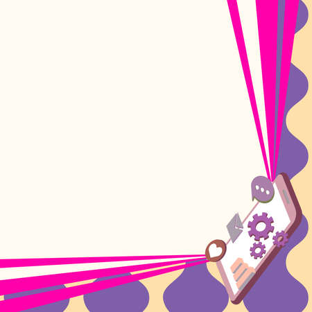 Mobile Drawing Sharing Positive Comments And Good Reactions Through Speech Bubble. Smartphone Drawing Distributing Wonderful Review Over A Balloon Conversation.のイラスト素材