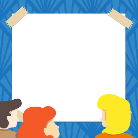 Team Members Looking At Whiteboard Brainstorming New Solutions. Colleagues Group Looking At Board Thinking Problem Solving Skillsのイラスト素材