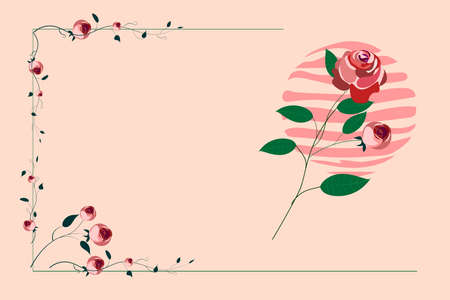 Text Frame Surrounded With Assorted Flowers Hearts And Leaves. Framework For Writing Ringed With Different Daisies, Hearts And Tree Leavesのイラスト素材