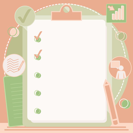 Clipboard Drawing With Checklist Marked Done Items On List. Board With Accomplished Detailed Agenta Items Results Decided With Pencil Drawing.のイラスト素材