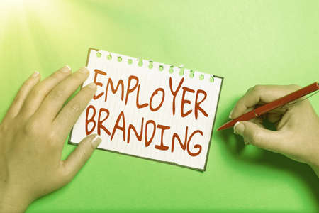 Conceptual display Employer Branding. Conceptual photo promoting company employer choice to desired...