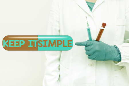 Conceptual caption Keep It Simple. Business overview ask something easy understand not go into too...