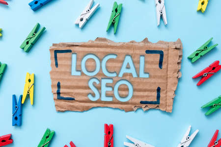 Handwriting text Local Seo. Business concept optimize your website to rank better for a local audience Simple Homemade Crafting Ideas And Designs Recycling Used Materialsの写真素材