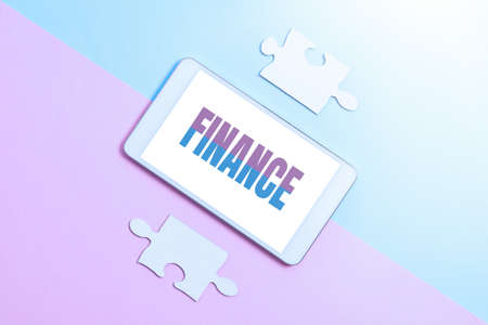 Text caption presenting Finance. Business approach Management of large government companies money amount Provide funds Technological Difference And Choices Communication Problems And Solutionsの写真素材