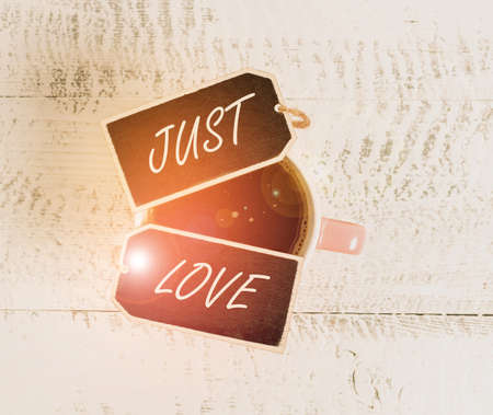 Conceptual caption Just Love. Concept meaning being interested physically in someone An emotional attachment New Coffee Shop Ideas Writing Important Notes Coffee Break Timeの写真素材