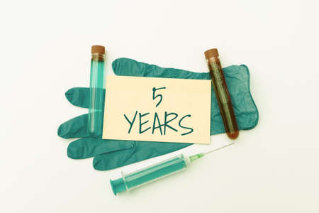 Handwriting text 5 Years. Business concept Remembering or honoring special day for being 10 years in...