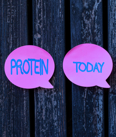 Conceptual caption Protein. Word Written on the low in fat or carbohydrate consumption weight loss plan Thinking New Bright Ideas Renewing Creativity And Inspirationの写真素材