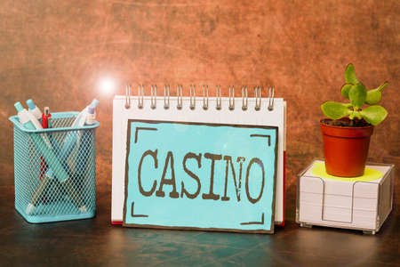 Writing displaying text Casino. Internet Concept a building where games especially roulette and card games are played Brainstorming The New Idea Of Solutions And Answers Seeking More Cluesの写真素材