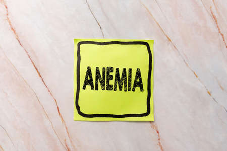 Writing displaying text Anemia. Business concept condition where there deficiency of red cells of haemoglobin in blood New Ideas Fresh Concept Creative Communications Productive Mindsetの写真素材