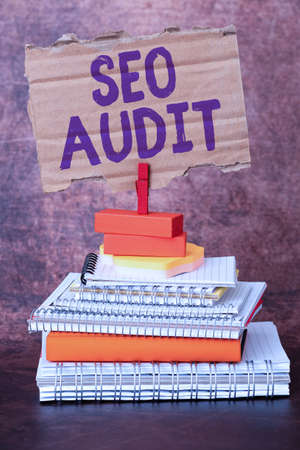 Conceptual display Seo Audit. Business concept Search Engine Optimization validating and verifying process Organized And Neat Sorting Arrangement Files And Document Storing Ideasの写真素材