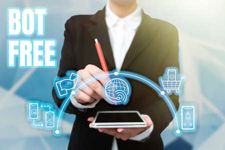 Conceptual display Bot Free. Business showcase a computer program that works automatically Internet...