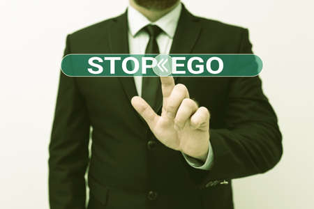 Text showing inspiration Stop Ego. Internet Concept Control your obsession about a decision or an...