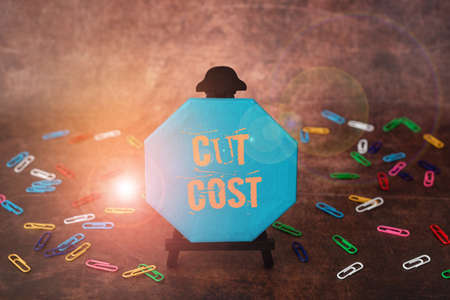Text showing inspiration Cut Cost. Word for Measures implemented to reduced expenses and improved profit Thinking New Bright Ideas Renewing Creativity And Inspirationの写真素材