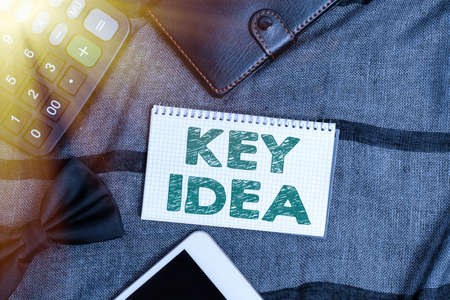 Sign displaying Key Idea. Conceptual photo Exceptional or vital thought or suggestion Without...