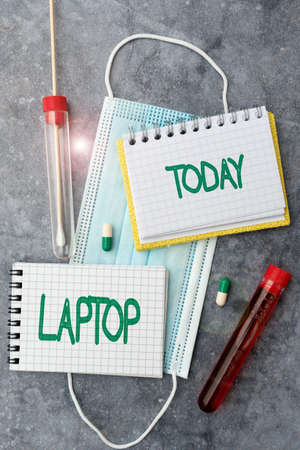Handwriting text Laptop. Business overview computer that is portable and suitable for use while travelling Writing Prescription Medicine Laboratory Testing And Analyzing Ifectionsの写真素材