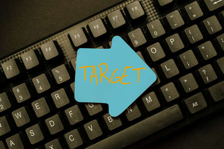 Conceptual caption Target. Conceptual photo person object or place selected as the aim of attack Life goal Abstract Recording List Of Online Shop Items, Editing Updated Internet Dataの写真素材