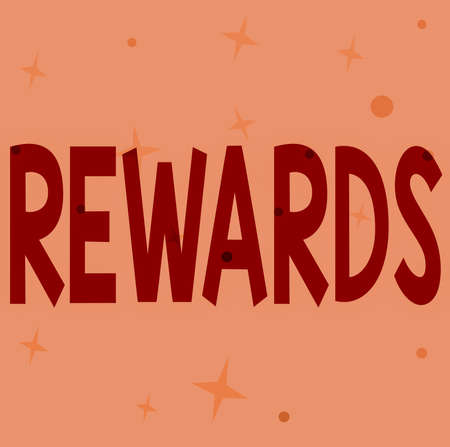 Handwriting text Rewards. Business concept Given in recognition of service effort achievement Prize Gift Line Illustrated Backgrounds With Various Shapes And Colours.の写真素材