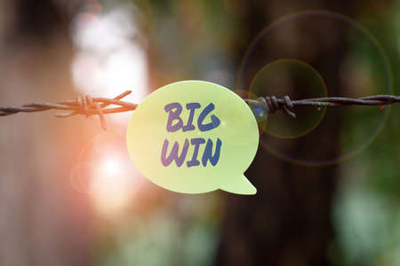 Sign displaying Big Win. Conceptual photo having won an important prize Money won by success in a game Thinking New Bright Ideas Renewing Creativity And Inspirationの写真素材