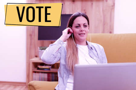 Conceptual display Vote. Word for Act of expressing a formal indication of choice Majority wins Abstract Giving Business Advice Online, Spreading Internet Presenceの写真素材