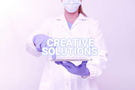 Inspiration showing sign Creative Solutions. Business overview Original and unique approach in solving a problem Demonstrating Medical Techology Presenting New Scientific Discoveryの写真素材