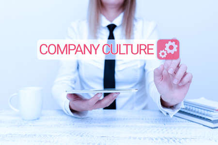 Inspiration showing sign Company Culture. Internet Concept The environment and elements in which employees work Intern Starting A New Job Post, Student Presenting Report Studiesの写真素材