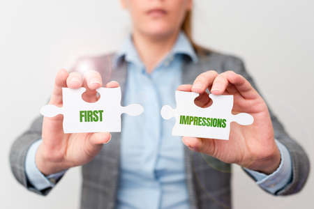 Text caption presenting First Impressions. Conceptual photo What a person thinks of you when they...