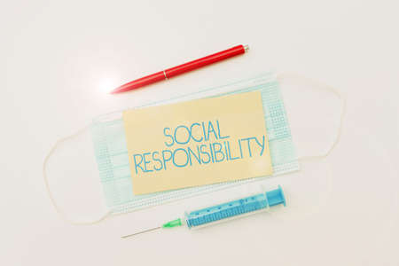Conceptual display Social Responsibility. Conceptual photo Obligation for the Benefit of Society Balance in life Sending Virus Awareness Message, Abstract Avoiding Viral Outbreakの写真素材