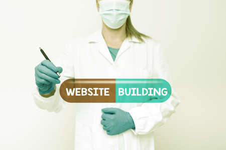 Inspiration showing sign Website Building. Business overview tools that typically allow the construction of pages Demonstrating Medical Ideas Presenting New Scientific Discoveryの写真素材