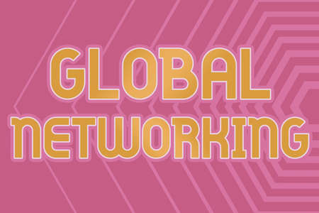 Writing displaying text Global Networking. Word for Communication network which spans the entire Earth WAN Line Illustrated Backgrounds With Various Shapes And Colours.の写真素材