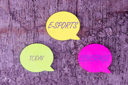 Text sign showing E Sports Coverage. Business concept Reporting live on latest sports competition...