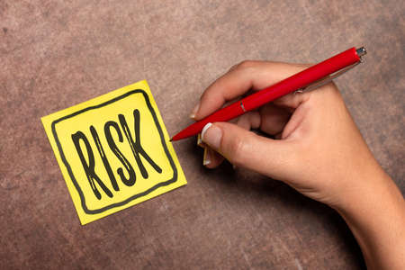 Inspiration showing sign Risk. Business approach Possibility of losing something of value or threat of damage Writing Important Notes Drawing New Design Composing Letter Ideasの写真素材