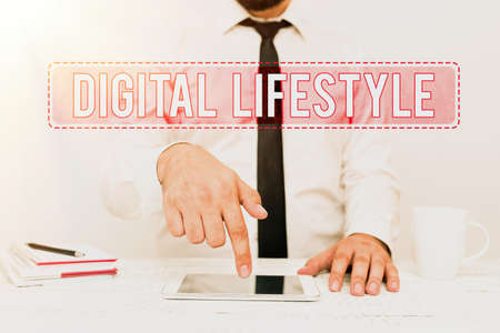 Text showing inspiration Digital Lifestyle. Business approach Working over the internet World of Opportunities Presenting Communication Technology Smartphone Voice And Video Callingの写真素材