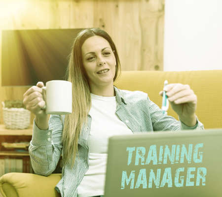 Text showing inspiration Training Manager. Business approach giving needed skills for high positions...