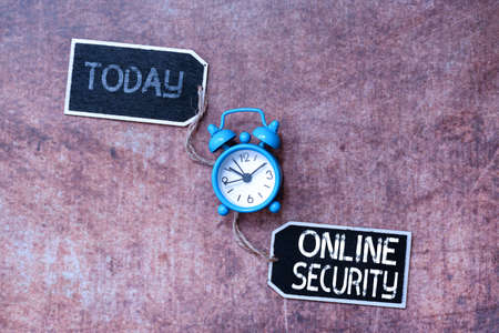 Conceptual display Online Security. Business approach rules to protect against attacks over the Internet Time Managment Plans For Progressing Bright Smart Ideas At Workの写真素材