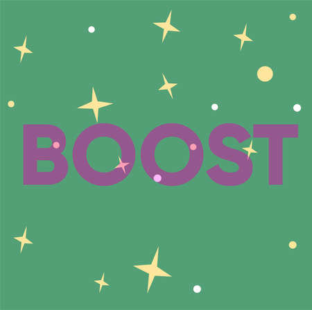Hand writing sign Boost. Word Written on a source of help or encouragement leading to increase or improvement Line Illustrated Backgrounds With Various Shapes And Colours.の写真素材