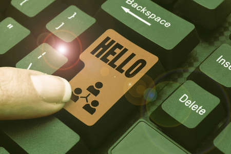 Inspiration showing sign Hello, Business idea used as a greeting or to begin a telephone...