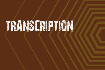 Conceptual caption Transcription. Business approach Written or printed version of something Hard copy of audio Line Illustrated Backgrounds With Various Shapes And Colours.の写真素材