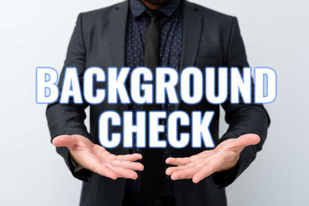 Conceptual caption Background Check. Internet Concept way to discover issues that could affect your business Presenting New Plans And Ideas Demonstrating Planning Processの写真素材