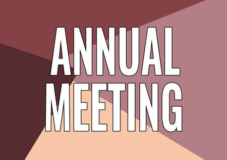 Handwriting text Annual Meeting. Business showcase Yearly gathering of an organization interested shareholders Line Illustrated Backgrounds With Various Shapes And Colours.の写真素材