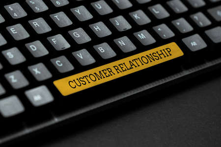 Hand writing sign Customer Relationship. Business idea Deal and Interaction between Company and Consumers Typing Cooking Instructions And Ingredient Lists, Making Online Food Blogの写真素材