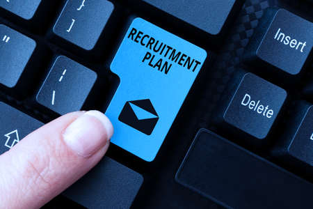 Inspiration showing sign Recruitment Plan. Word Written on saving money in order to use it when you quit working Compiling And Typing Online Research Materials, Sending Chat Messagesの写真素材