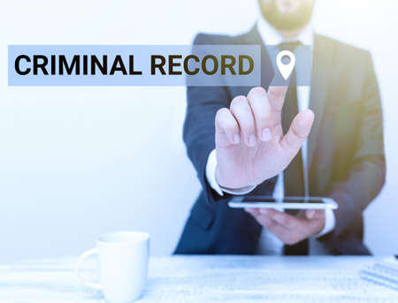 Conceptual caption Criminal Record. Business idea profile of a person criminal history with details Presenting Communication Technology Smartphone Voice And Video Callingの写真素材