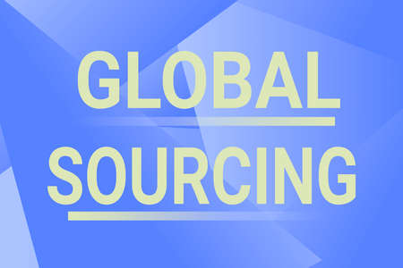 Inspiration showing sign Global Sourcing. Word Written on practice of sourcing from the global market for goods Line Illustrated Backgrounds With Various Shapes And Colours.の写真素材