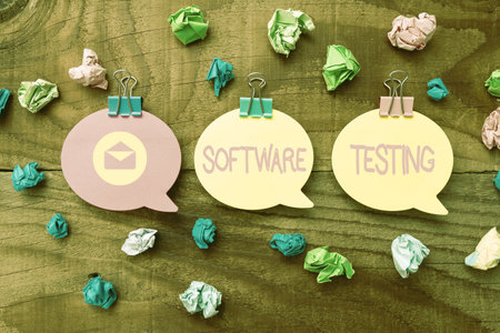 Hand writing sign Software Testing. Concept meaning investigation provide information about the...