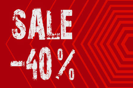 Conceptual caption Sale 40 Percent. Internet Concept A promo price of an item at 40 percent markdown Line Illustrated Backgrounds With Various Shapes And Colours.の写真素材