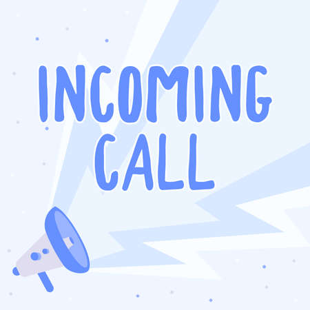 Sign displaying Incoming Call. Word for Inbound Received Caller ID Telephone Voicemail Vidcall Megaphone Drawing Producing Lighting Making Announcement.の写真素材