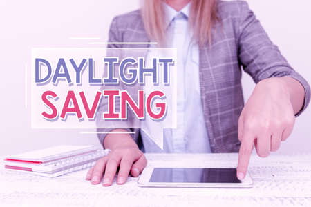 Inspiration showing sign Daylight Saving. Conceptual photo Storage technologies that can be used to...